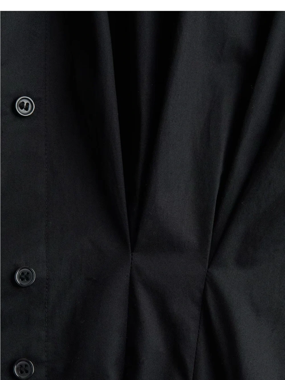H&M Black Poplin Cotton Maxi Shirt Dress with Structured Shoulders - Picture 5 of 10